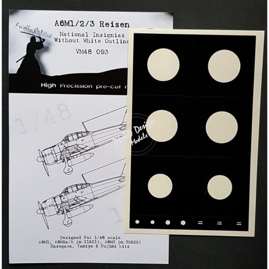 1/48 Mitsubishi A6M1/2/3 National Insignias Masking for Hasegawa kits