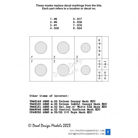 1/48 Mitsubishi A6M3 m.32 National Insignias Masking for Eduard kits