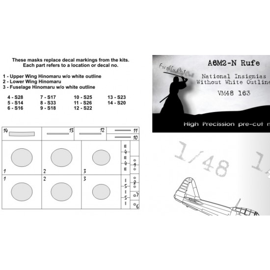 1/48 Nakajima A6M2-N National Insignias Masking w/o white outline for Eduard kits