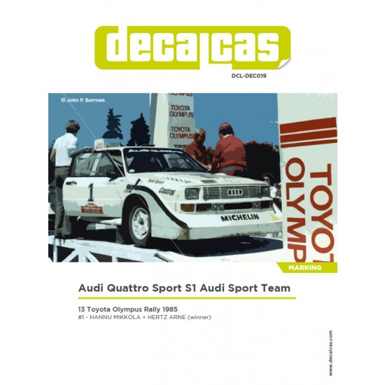 1/24 Audi Quattro Sport S1 E2 Team Audi Sport 1985 Decal for Beemax/Profil24/Reji