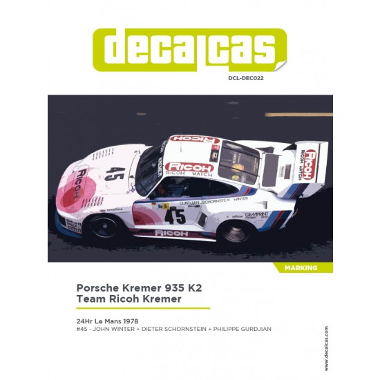 1/24 Porsche Kremer 935 K2 Team Kremer Racing sponsored by Ricoh 1978 Decal for Beemax