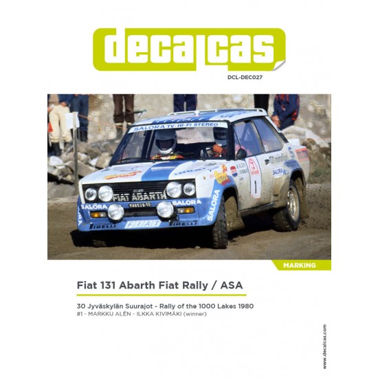 1/24 Fiat 131 Abarth sponsored by Fiat Rally / ASA 1980 Decal for Italeri/Revell