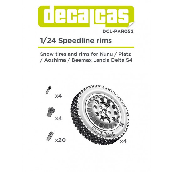 1/24 Lancia Delta S4 Snow Tyres and Speedline Rims for Aoshima/Beemax/Nunu