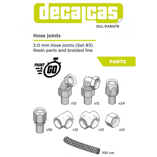 1/12, 1/20, 1/24 2.0mm Hose Joints Set 3