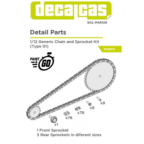 1/12 Generic Chain and Sprocket kit - Type 1