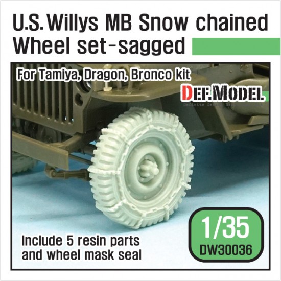 1/35 US Willys MB Wheels w/Snow Chain Set for Tamiya/Dragon/Bronco kits