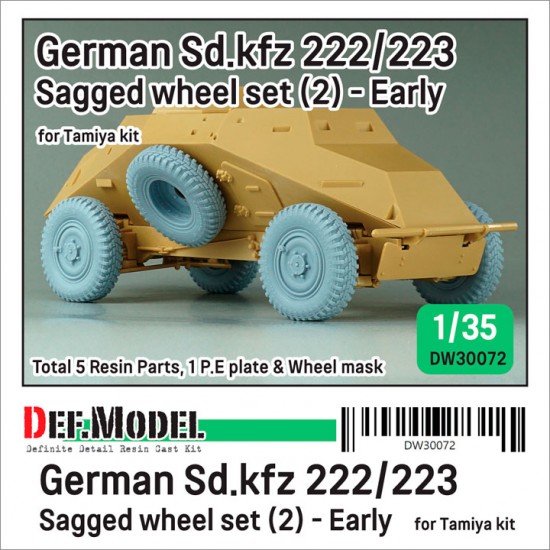 1/35 WWII German SdKfz 222/223 Sagged Wheel set #2 Early for Tamiya kits