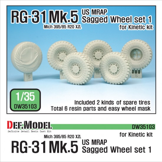 1/35 US MATV RG-31 Mk.5 Sagged Wheels Set for Kinetic kits