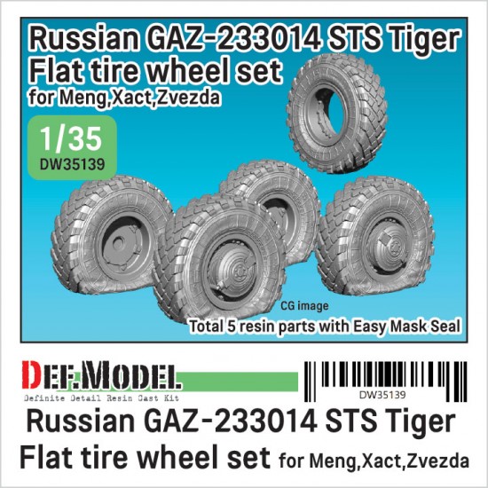 1/35 GAZ-233014 STS Tiger Flat Tyres Wheel set for Meng/Xact/Zvezda kits