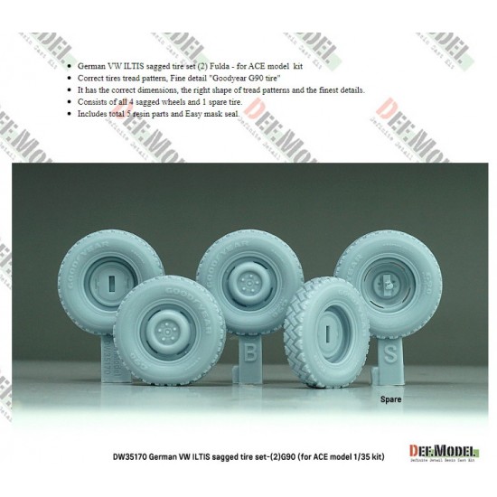 1/35 German VW ILTIS Sagged Tyre set G90 for ACE model