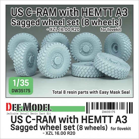 1/35 US C-RAM with HEMTT A3 XZL Sagged Wheel set (8 wheels) for I Love Kit