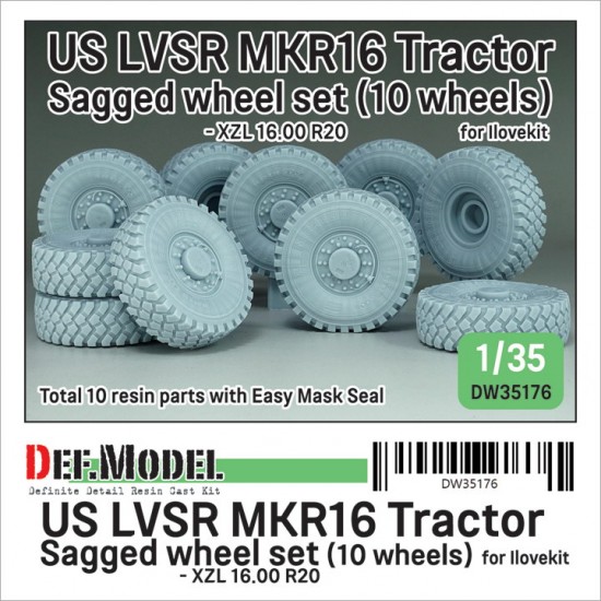 1/35 US LVSR MKR16 Tractor XZL Sagged Wheel set (10 wheels) for I Love Kit