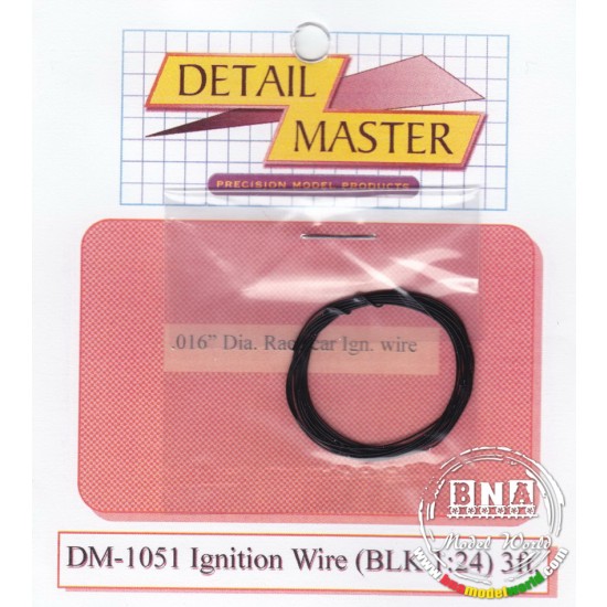 Race Car Ignition Wire - Black (Diameter: 0.016"/0.41mm, 3 feet)