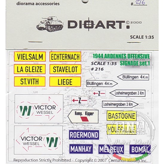 1/35 WWII Ardennes, Locality and Traffic Signs v.1 (x1 sheet)