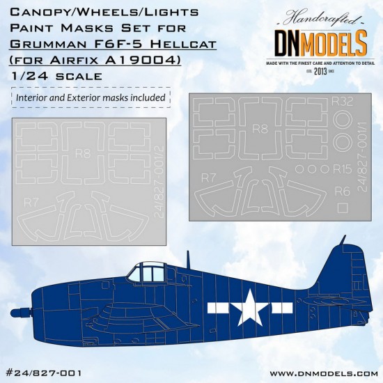 1/24 Grumman F6F-5 Hellcat Canopy Paint Masking for Airfix kit #19004