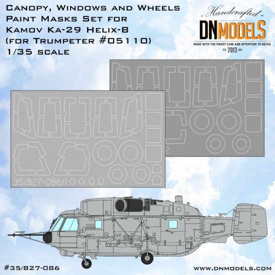 1/35 Ka-29 Helix-B Canopy, Wheels & Windows Paint Masking for Trumpeter #05110