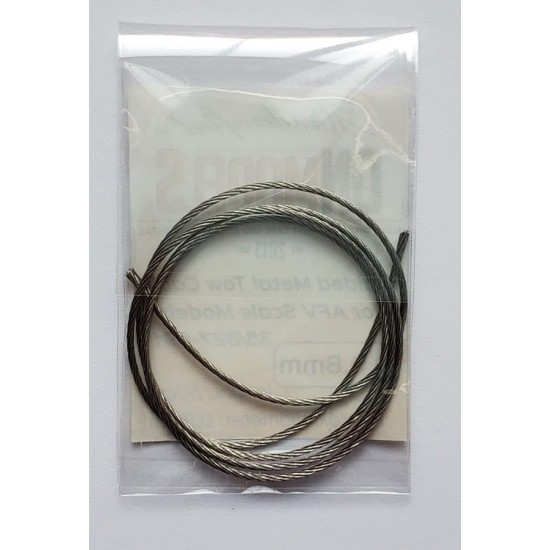 Braided Metal Tow Cable for 1/48 1/35 AFV (Length: 500mm, Approx dia.: 0.8mm)