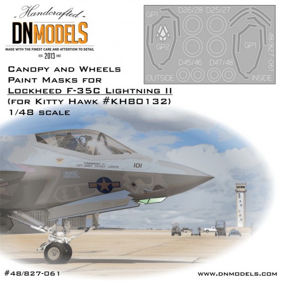 1/48 F-35C Lightning II Canopy, Wheels & EOTS Paint Mask Set for Kitty Hawk #KH80132
