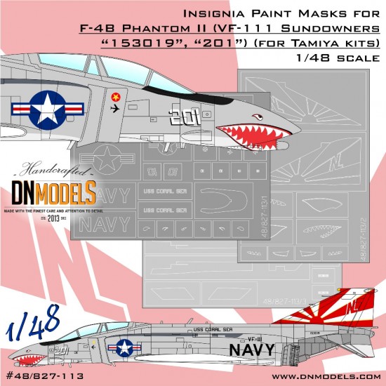 1/48 Sundowners F-4B Phantom II VF-111 Insignia Paint Masking for Tamiya #61121