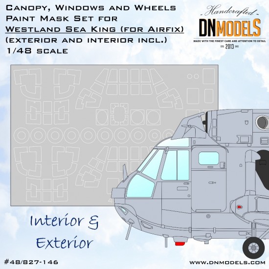 1/48 Westland Sea King Canopy, Windows & Wheels Paint Masks Set for Airfix #11006