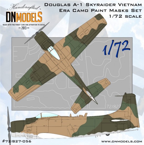 1/72 Douglas A-1 Skyraider Vietnam Era Camouflage Paint Masks