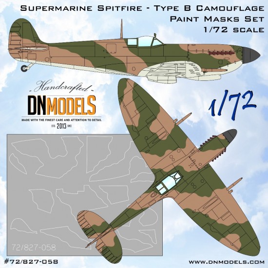 1/72 Supermarine Spitfire Type B Camouflage Paint Masks Set