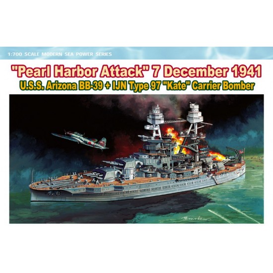 1/700 USS Arizona BB-39 + IJN Type 97 "Kate" Carrier Bomber ["Pearl Harbour Attack" 1941]