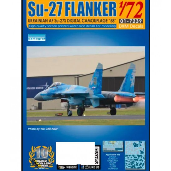 Decals for 1/72 Ukrainian Air Force Su-27 Digital Camouflage Scheme