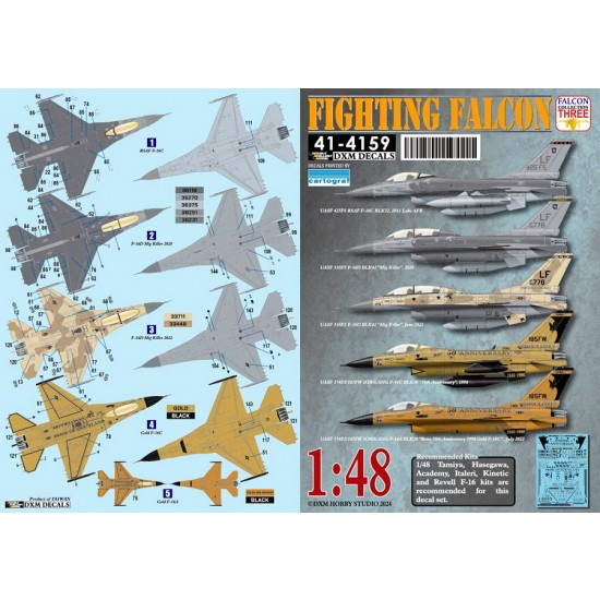 1/48 USAF/RSAF F-16A/C Fighting Falcon Decal #3 for Tamiya/Hasegawa/Academy kits