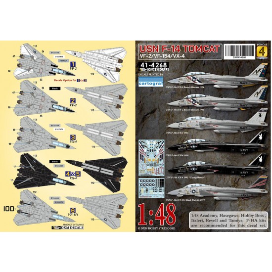 DXM Decals 1/48 USN F-14A VF-2/VX-4/VF-154 Tomcat Collection #4 Decal ...