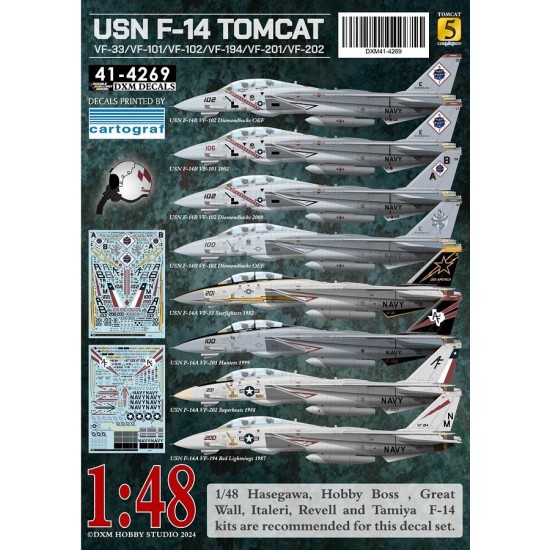 1/48 USN F-14A/B Tomcat Decal for Hasegawa/Hobby Boss/Great Wall/Italeri/Revell/Tamiya