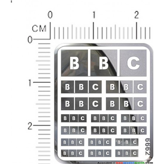 BBC Metal Logo Stickers for 1/12, 1/18, 1/20, 1/24, 1/43 Scales