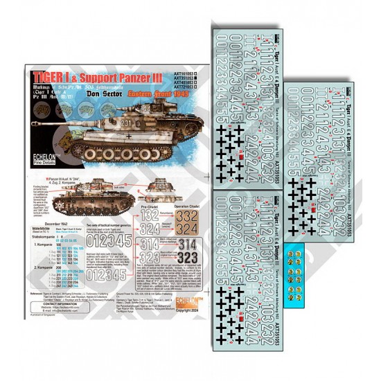 1/35 SchPzAbt 503 Tiger Is and Support Pz IIIs Decal - Don Sector 1943