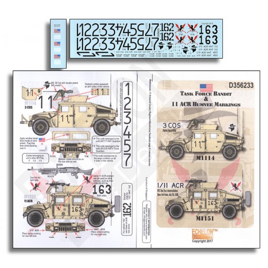 Decals for 1/35 Task Force Bandit & 11 ACR Humvee