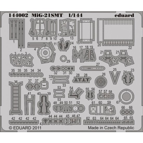 Colour Photo-Etched set for 1/144 MiG-21SMT for Eduard kit