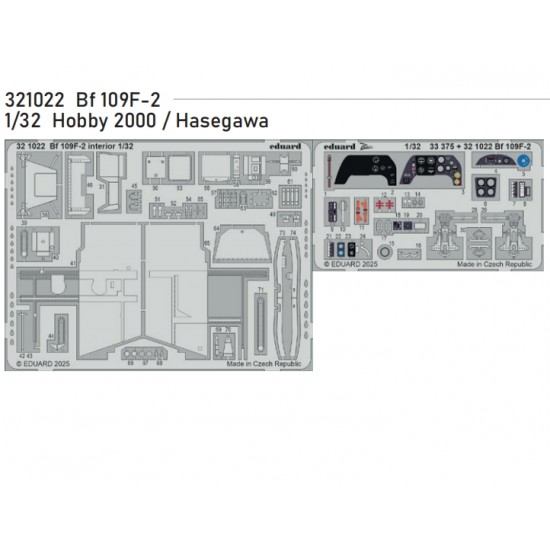 1/32 Messerschmitt Bf 109F-2 Detail set for Hobby 2000/Hasegawa kits