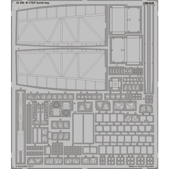 1/32 Boeing B-17E/F Flying Fortress Bomb Bay for Hong Kong Models (1 Photo-Etched Sheet)