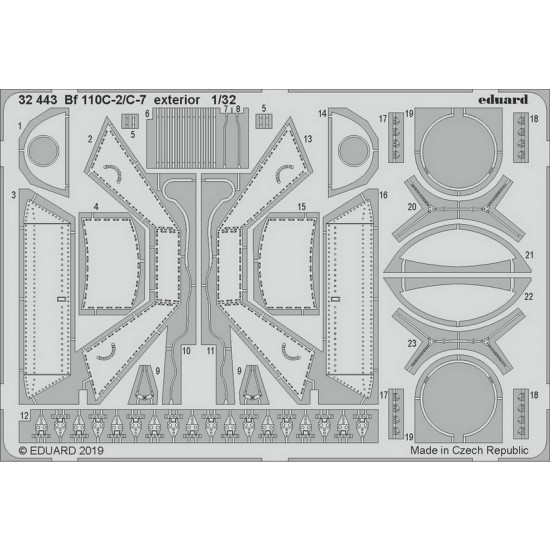 1/32 Messerschmitt Bf 110C-2/C-7 Exterior Detail Parts (PE) for Revell kits