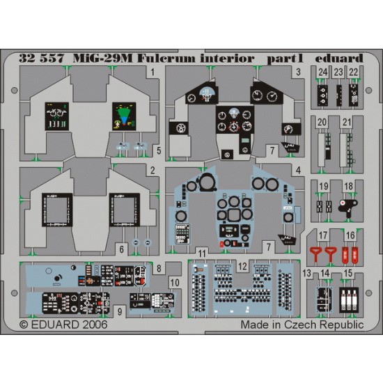 Colour Photoetch for 1/32 MiG-29M Fulcrum Interior for Trumpeter kit