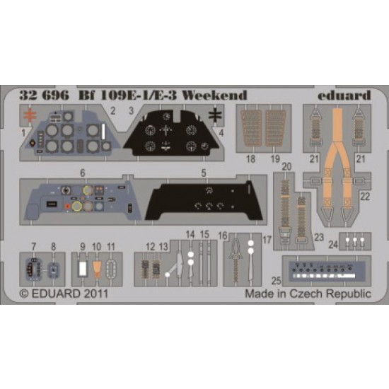 Colour Photoetch for 1/32 Bf 109E-1/E-3 Weekend for Eduard kit