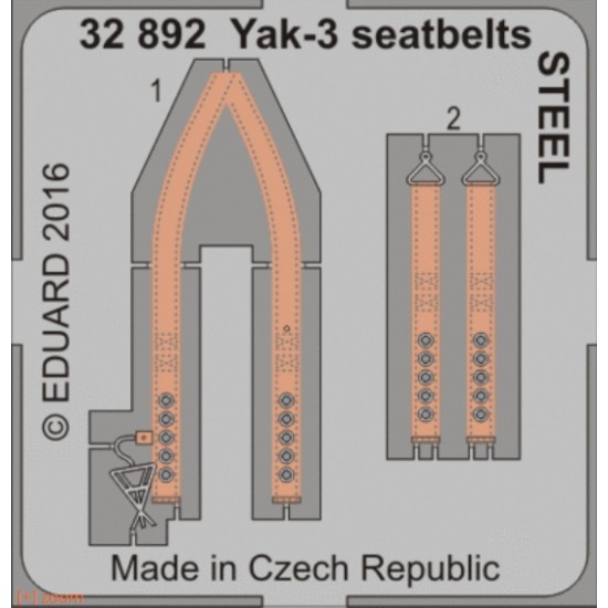 1/32 Yakovlev Yak-3 Seatbelts for Special Hobby kit (Steel, 1 Photo-Etched Sheet)