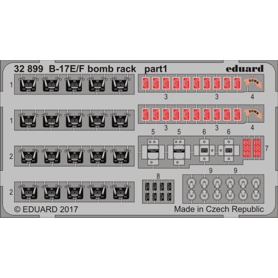 1/32 Boeing B-17E/F Flying Fortress Bomb Rack for Hong Kong Models (2 Photo-Etched Sheets)