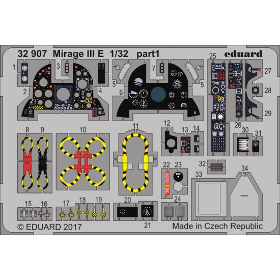 1/32 Dassault Mirage III E Interior Detail Set for Italeri #2510 (2 Photo-Etched Sheets)