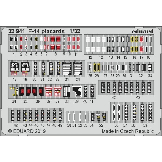 1/32 Grumman F-14 Tomcat Placards Detail Set for Tamiya kits