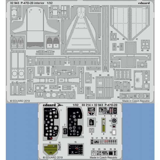 1/32 Republic P-47D-20 Interior Detail Set Detail Set for Trumpeter kits