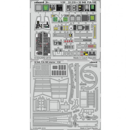 1/32 Boeing F/A-18E Super Hornet Interior Detail Set for Revell