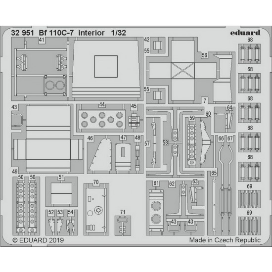 1/32 Messerschmitt Bf 110C-7 Interior Detail Parts (PE) for Revell kits