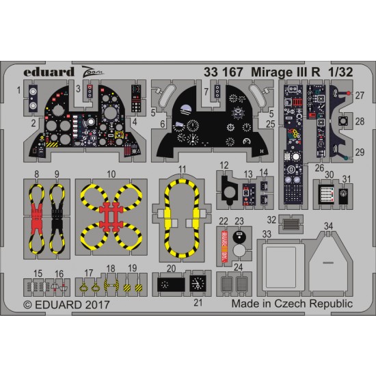 1/32 Dassault Mirage III R Interior Detail Set for Italeri #2510 (1 Photo-Etched Sheet)