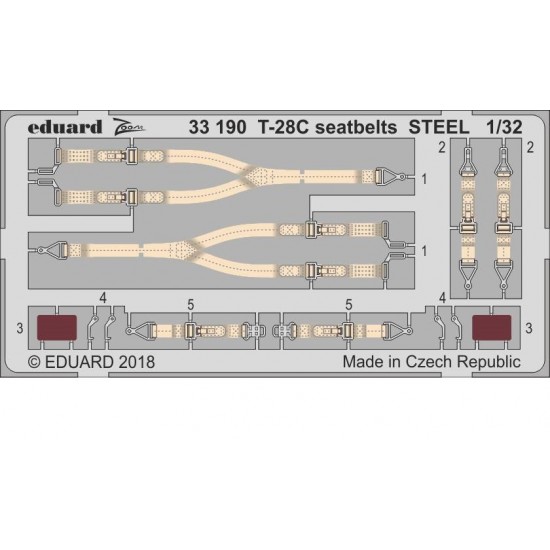 1/32 North American Aviation T-28C Seatbelts STEEL Detail set for Kitty Hawk kits