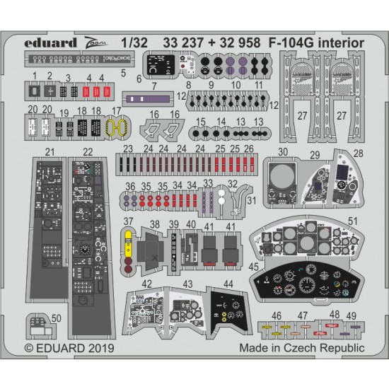 1/32 Lockheed F-104G Starfighter Interior Detail Set for Italeri kits